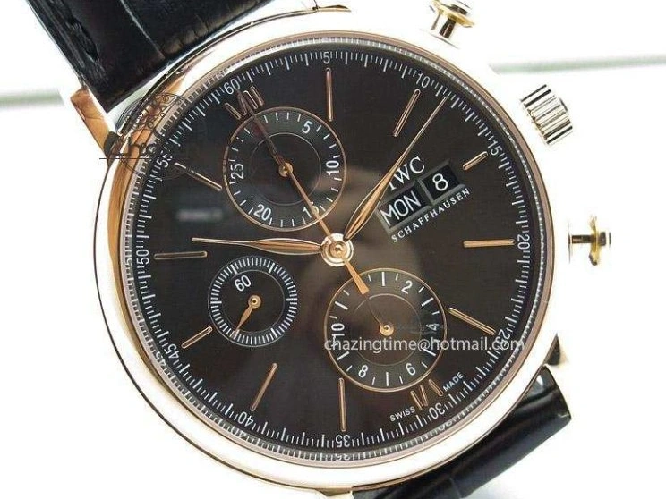 MIROTIME 0516 Portofino Chrono RG Black Dial on Black Leather Strap A HighPerformance 7389